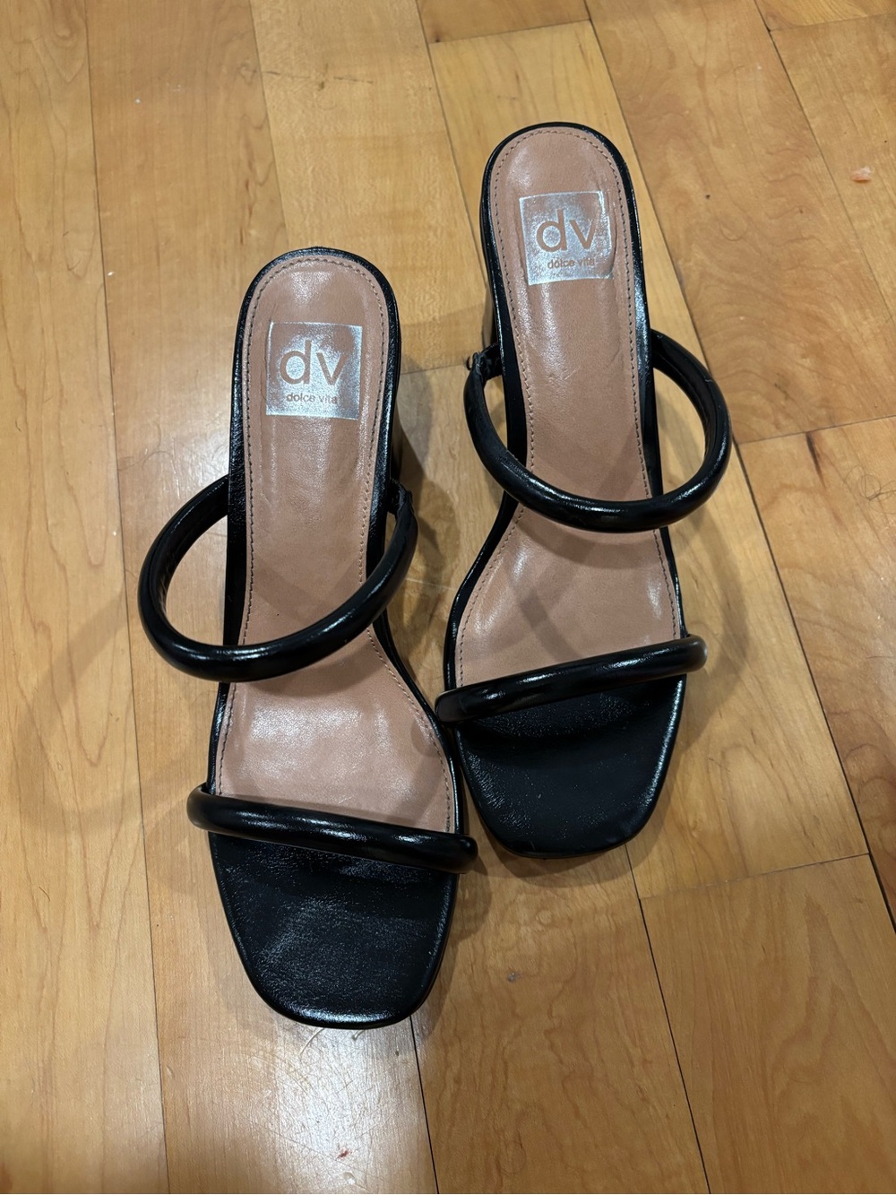 DV by Dolce Vita Black Double-Band Slide Heels